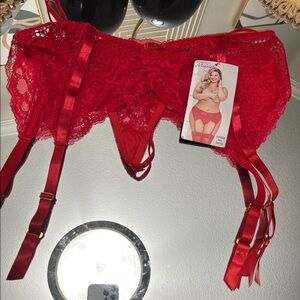 Red Lace Lingerie Set by Shirley of Hollywood